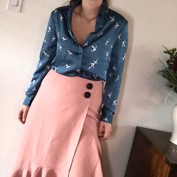 Honey Belle Tops - NWT Honey Belle Turquoise Bird Blouse